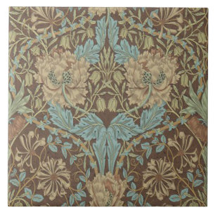 Kamin aus Keramikfliesen mit William-Morris-Design Fliese