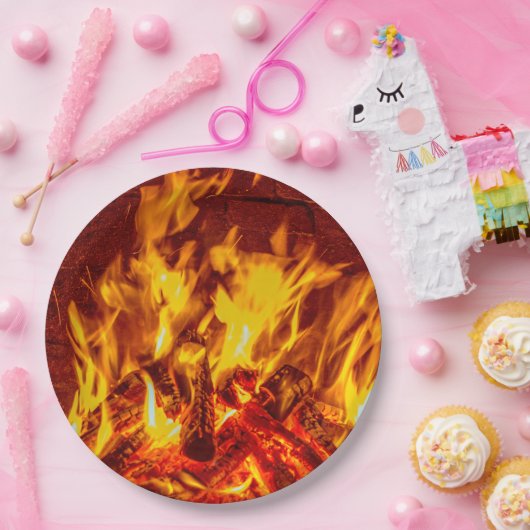 Kamin flammt WegwerfpapierTeller Pappteller (Party)