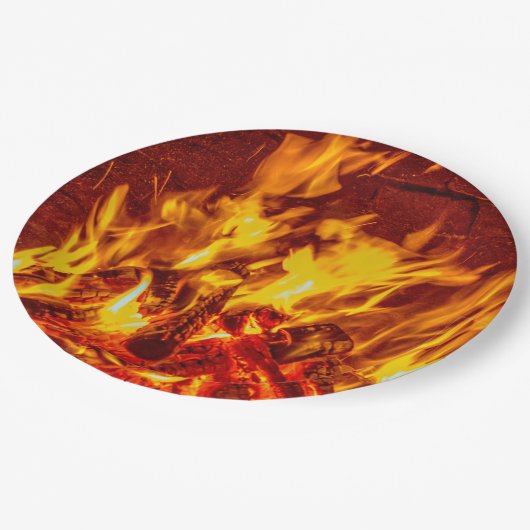 Kamin flammt WegwerfpapierTeller Pappteller (Schrägansicht)