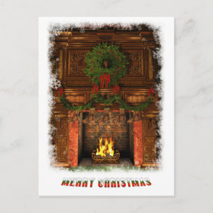 Kamin für Weihnachten dekoriert