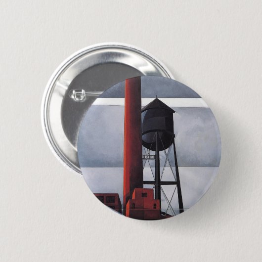 Kamin- und Wasserturm (von Charles Demuth) Button (Vorne & Hinten)