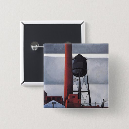 Kamin- und Wasserturm (von Charles Demuth) Button (Vorne & Hinten)