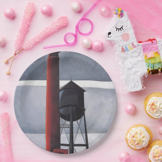 Kamin- und Wasserturm (von Charles Demuth) Pappteller (Party)