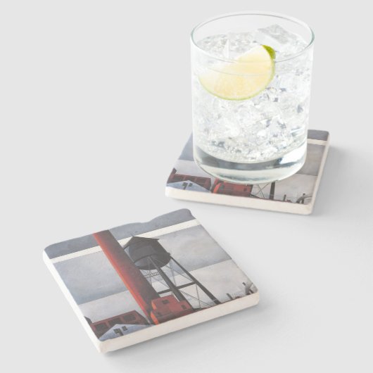 Kamin- und Wasserturm (von Charles Demuth) Steinuntersetzer (Seitenansicht)