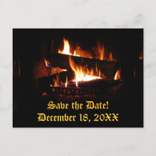 Kamin-Warme-Winterszene-Fotografie Ankündigungspostkarte