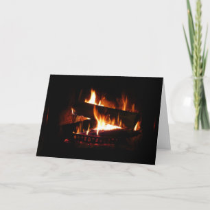 Kamin-Warme-Winterszene-Fotografie Feiertagskarte