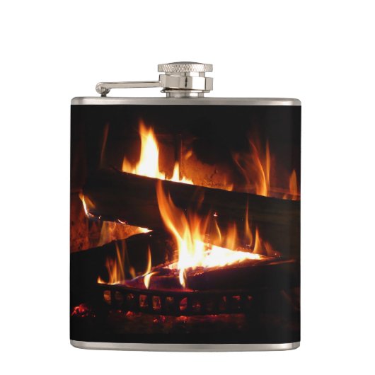 Kamin-Warme-Winterszene-Fotografie Flachmann (Vorderseite)