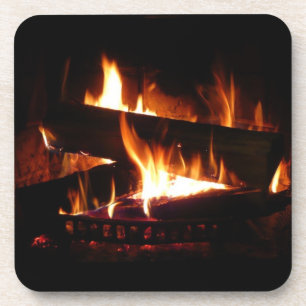 Kamin-Warme-Winterszene-Fotografie Getränkeuntersetzer