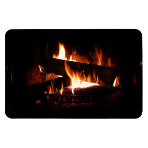 Kamin-Warme-Winterszene-Fotografie Magnet