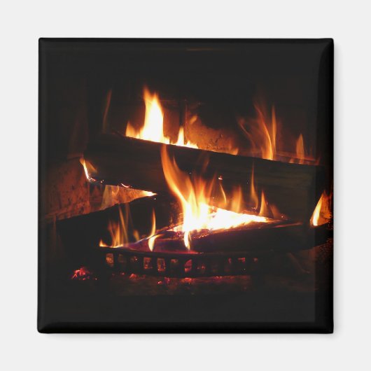 Kamin-Warme-Winterszene-Fotografie Magnet (Vorne)