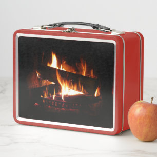 Kamin-Warme-Winterszene-Fotografie Metall Brotdose