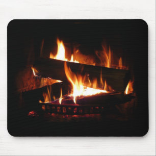 Kamin-Warme-Winterszene-Fotografie Mousepad