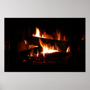 Kamin-Warme-Winterszene-Fotografie Poster
