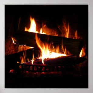 Kamin-Warme-Winterszene-Fotografie Poster