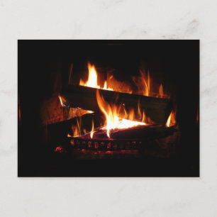 Kamin-Warme-Winterszene-Fotografie Postkarte