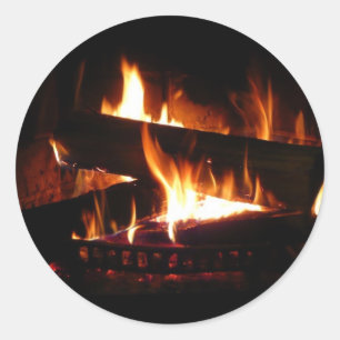 Kamin-Warme-Winterszene-Fotografie Runder Aufkleber