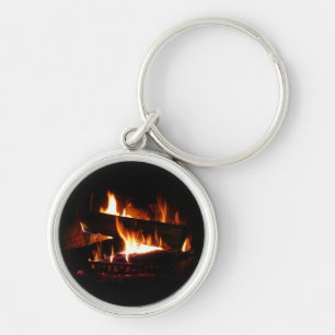 Kamin-Warme-Winterszene-Fotografie Schlüsselanhänger