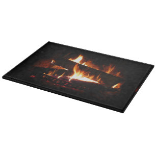 Kamin-Warme-Winterszene-Fotografie Schneidebrett