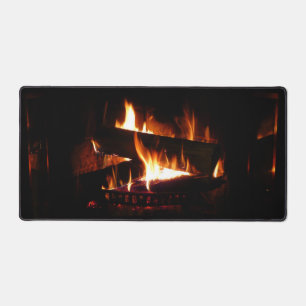 Kamin-Warme-Winterszene-Fotografie Schreibtischunterlage