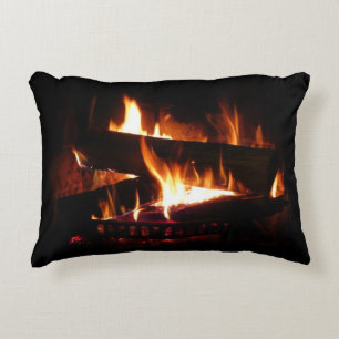 Kamin-Warme-Winterszene-Fotografie Zierkissen