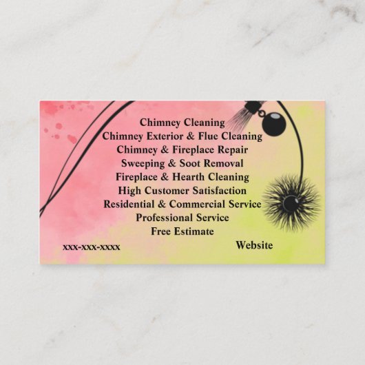 Kaminreinigungskarte Visitenkarte (Rückseite)