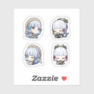Kamisato Ayaka Genshin Impact 4er Sticker-Set Aufkleber