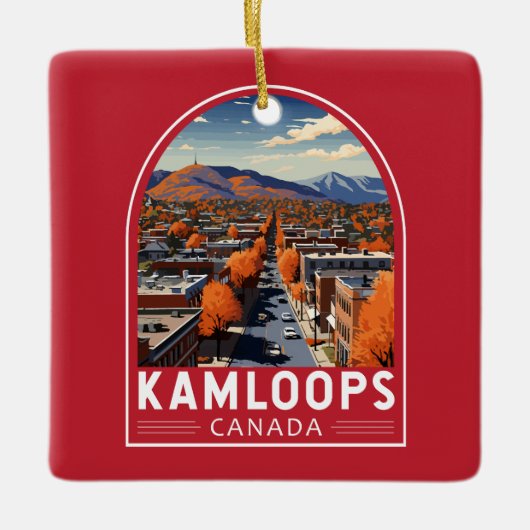Kamloops Canada Travel Art Vintag Keramikornament (Vorderseite)