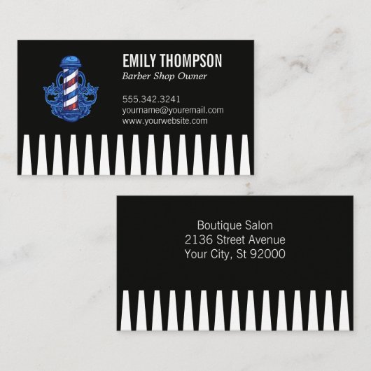 Kamm | Barber Pole Visitenkarte (Vorne/Hinten)