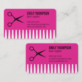Kamm | Friseurstylistin (heißrosa) Visitenkarte (Vorne/Hinten)
