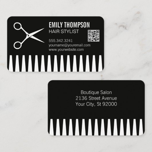 Kamm | Hair Stylist | QR-Code Visitenkarte (Vorne/Hinten)