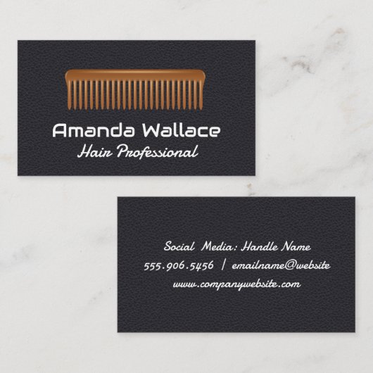 Kamm | Lederuntergrund Visitenkarte (Vorne/Hinten)
