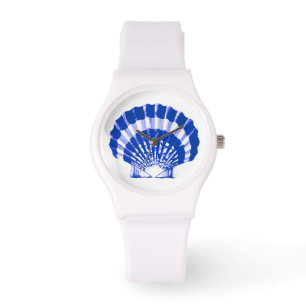 Kamm-Muschel-Muschel - Kobaltblau und -WEISS Armbanduhr