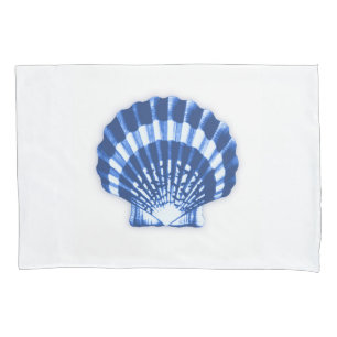 Kamm-Muschel-Muschel - Marine-Blau auf einem Kissenbezug