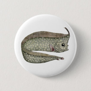 Kamm-Schlangenmakrele Fisch, Vintage Meerwasser Me Button
