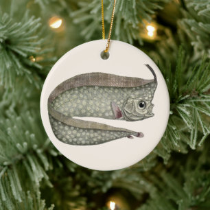 Kamm-Schwertfisch Fisch, Vintage Meeresaquarienleb Keramik Ornament