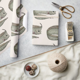 Kamm-Schwertfisch, Vintage Meeresaquarienleben Geschenkpapier