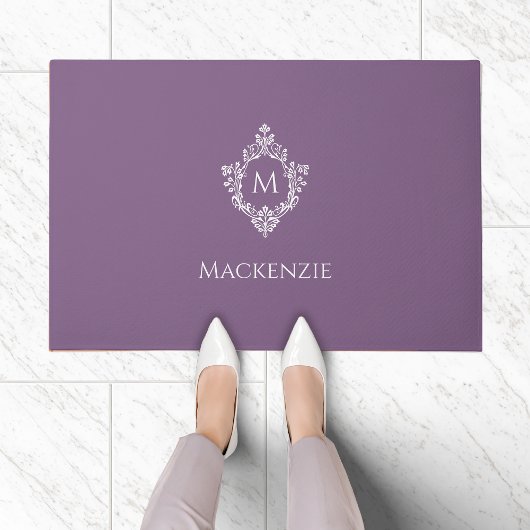 Kamm Staubig Lila Elegantes Monogramm Anfangsbuchs Fußmatte