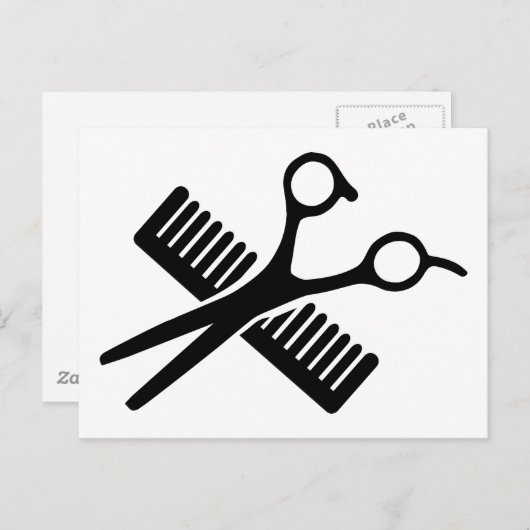 Kamm und Schere Postkarte (Vorne/Hinten)