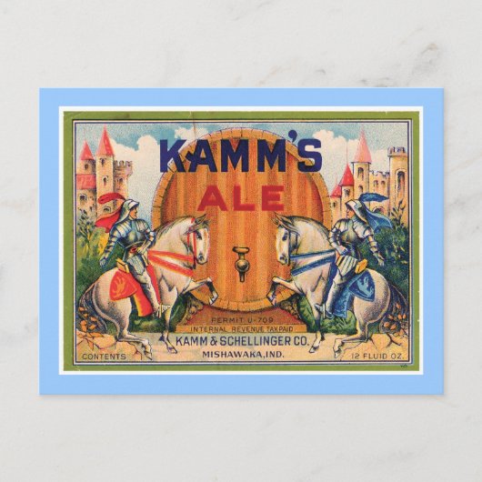 Kamm's Ale Vintag Label Postkarte (Vorderseite)