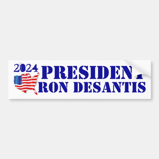 Kampagne 2024 für Präsident Ron DeSantis USA Flag Autoaufkleber (Vorne)