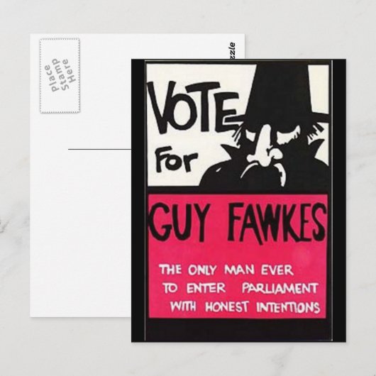 Kampagne Typ Fawkes Postkarte (Vorne/Hinten)