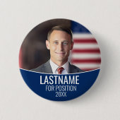 Kampagnen-Foto mit Farbblock - Blau und Weiß Button (Vorderseite)