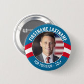 Kampagnen-Foto mit geschwungener Schrift - Rot-Wei Button (Vorne & Hinten)