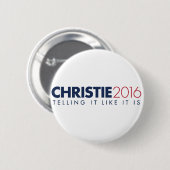Kampagnen-Knopf Chris Christie 2016 - 2,25" rund Button (Vorne & Hinten)
