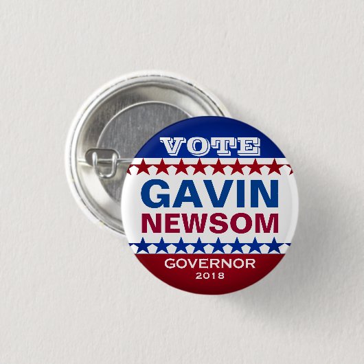 Kampagnen-Knopf Gavin Newsom Button (Vorne & Hinten)