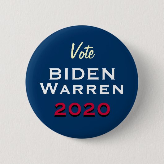 Kampagnenschaltfläche "Vote BIDEN WARREN 2020" Button (Vorderseite)