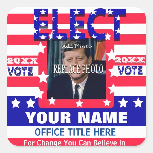 Kampagnenvorlage | Stangen Streifen Quadratischer Aufkleber (Vorderseite)