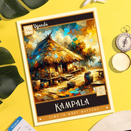 Kampala, Uganda | Vintage Malerei Postkarte