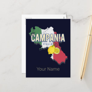 Kampanien Italien Retro-Regionskarte Vintage-Souve Feiertagspostkarte