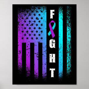Kampf Amerikanische Flagge Suizidpräventionsbewuss Poster